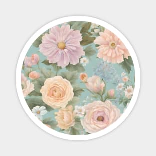 French country cottagecore Pastel color vintage floral Magnet